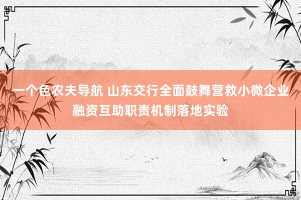 一个色农夫导航 山东交行全面鼓舞营救小微企业融资互助职责机制落地实验