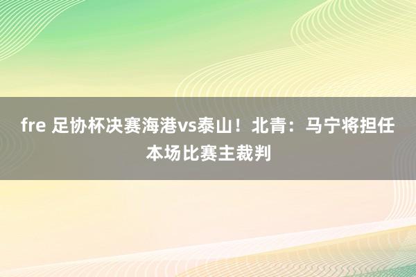 fre 足协杯决赛海港vs泰山！北青：马宁将担任本场比赛主裁判