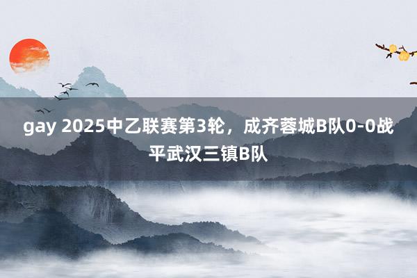 gay 2025中乙联赛第3轮，成齐蓉城B队0-0战平武汉三镇B队
